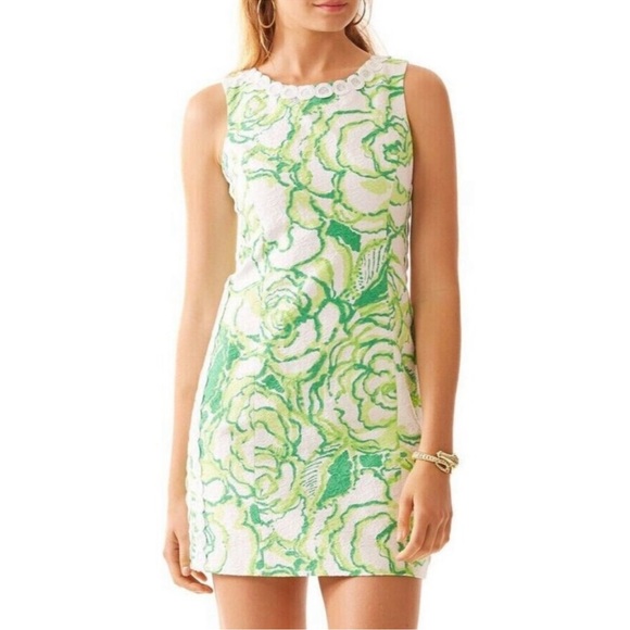 Lilly Pulitzer Mila Resort White & Green Heartbreaker Lace Detail Shift Dress - Picture 2 of 14
